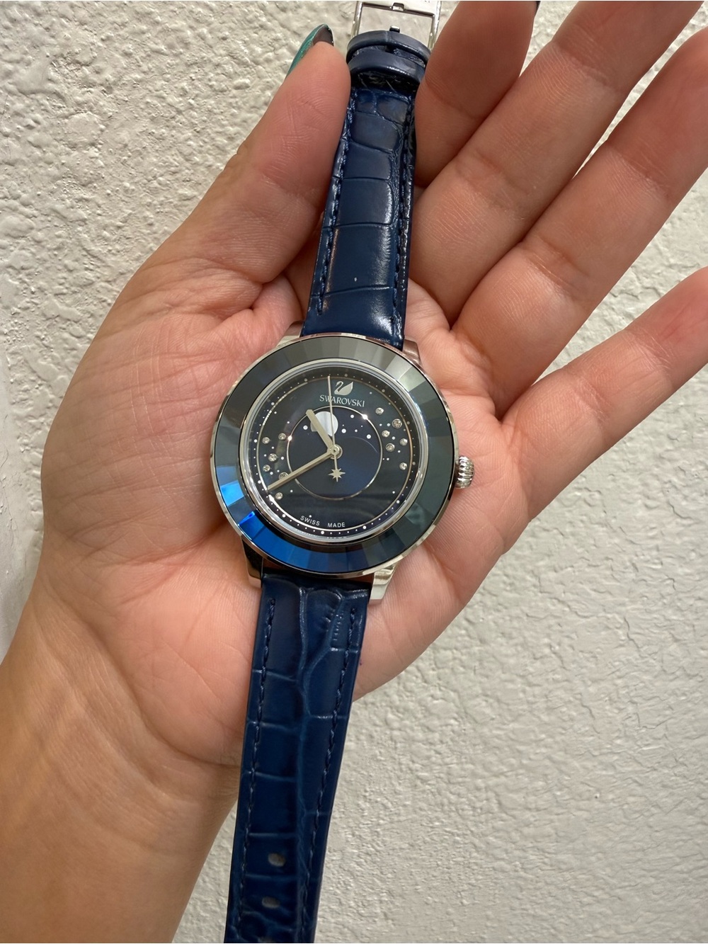 Swarovski Blue Crystal Accent Silver Watch